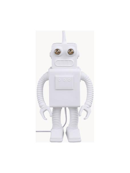 Dizajnová stolová LED lampa z porcelánu Robot, Biela, Š 21 x V 41 cm