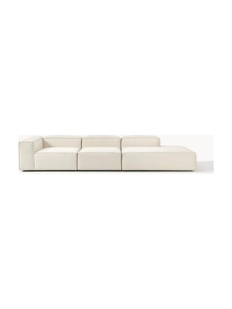 Chaise longue XL componibile Lennon, Rivestimento: 100% poliestere Con 115.0, Struttura: legno di pino massiccio, , Piedini: plastica Questo prodotto , Tessuto bianco latte, Larg. 357 x Prof. 119 cm, schienale a sinistra