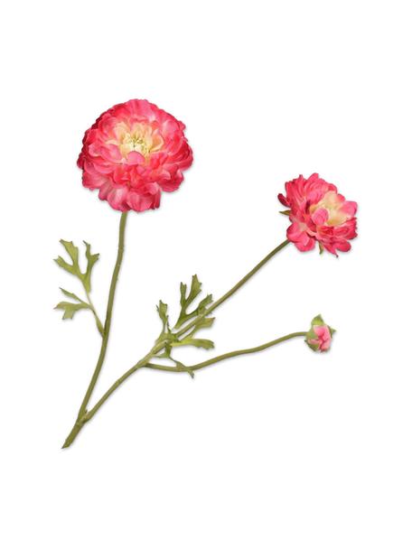 Květinová dekorace Hahnenfuß, 2 ks, Umělá hmota, kovový drát, Růžová, D 54 cm