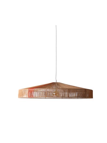 Ručne vyrobená závesná lampa Mathias, Béžová, hnedá, Ø 70 x V 15 cm