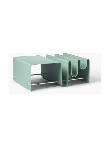 Moderne metalen salontafel Julia met tijdschriftenrek, Gepoedercoat metaal, Groen, B 85 x D 60 cm