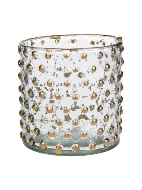 Svietnik na čajovú sviečku so zlatou dekoráciou Goldma, Lakované sklo, Odtiene zlatej, Ø 8 x V 8 cm
