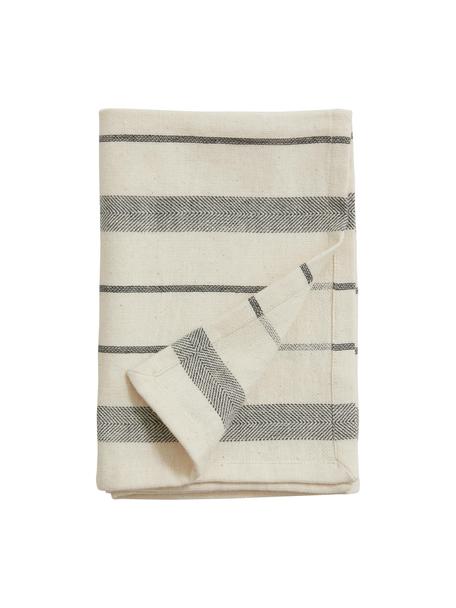 Torchon Lynx, 2 pièces, 100 % coton, Blanc, noir, rayé, larg. 50 x long. 70 cm