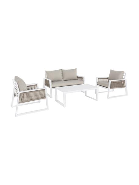 Garten-Lounge-Set Captiva in Beige/Weiß, 4-tlg., Bezug: Polyester, Gestell: Aluminium, pulverbeschich, Beige, Weiß, Set mit verschiedenen Größen
