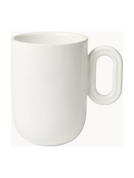 Taza artesanal Stevns, Cerámica de gres esmaltada, Blanco Off White brillante, Ø 8 x Al 12 cm, 400 ml