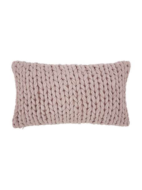 Handgemaakte grofgebreide kussenhoes Adyna in oudroze, 100% polyacryl, Oudroze, B 30 x L 50 cm