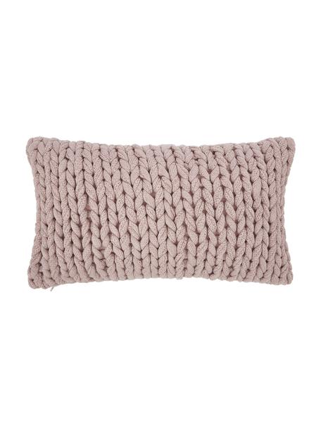 Housse de coussin grosse maille Chunky Adyna, 100 % polyacrylique, Vieux rose, larg. 30 x long. 50 cm