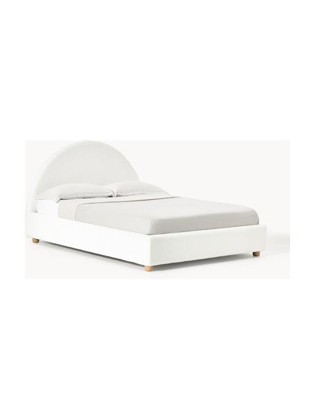 Cama tapizada en borreguillo Ebba, Funda: borreguillo (100% poliést, Patas: metal con pintura en polv, Patas: madera de pino macizo Est, Borreguillo blanco, An 140 x L 200 cm