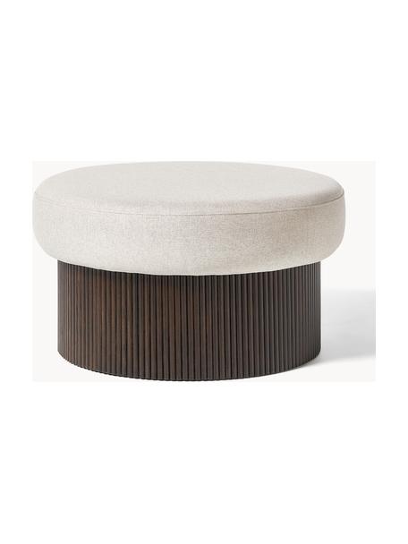 Pouf con vano contenitore Nala, Rivestimento: 100% poliestere Con 40.00, Struttura: legno di frassino Il mate, Tessuto beige, legno scuro, Ø 82 x Alt. 46 cm