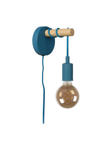 Wandleuchte Pola mit Stecker, Blau, Braun, T 16 x H 22 cm
