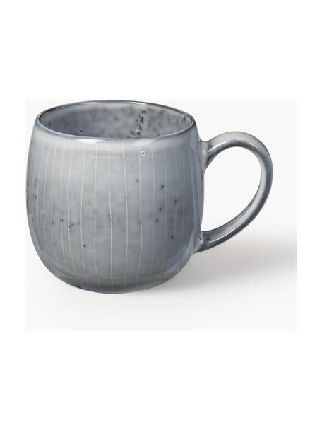 Tazas grandes artesanales Nordic Sea, 2 uds., Gres, Gris azulado jaspeado, Ø 9 x Al 10 cm, 450 ml