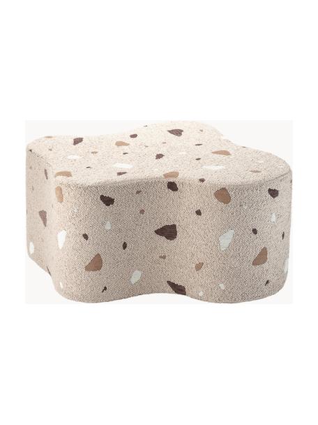 Pouf en bouclette pour enfants fait main Cloud, Bouclette beige, aspect terrazzo, larg. 40 x haut. 25 cm