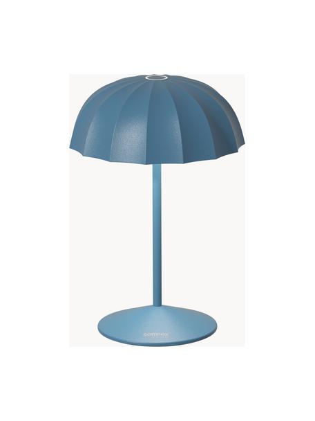 Kleine mobile LED-Außentischlampe Ombrellino, dimmbar, Graublau, Ø 16 x H 23 cm