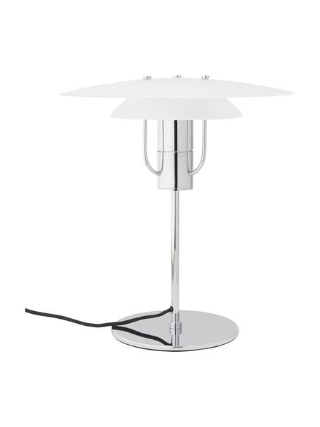 Tischlampe Kali, Lampenschirm: Glas, Weiss, Chromfarben, Ø 35 x H 40 cm