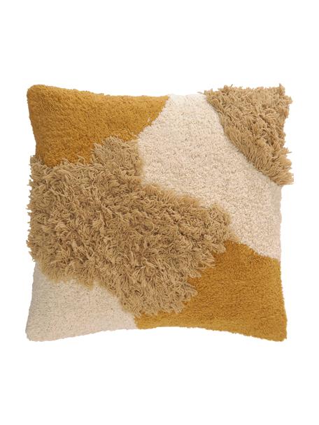Poszewka na poduszkę z bawełny Lago, 100% bawełna, Musztardowy, odcienie kremowego, S 45 x D 45 cm