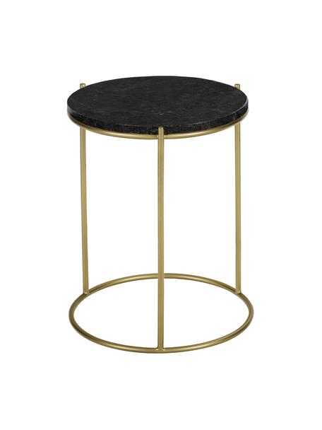 Table d'appoint ronde en marbre Ella, Plateau : marbre noir Structure : couleur dorée, mat, Ø 40 x haut. 50 cm