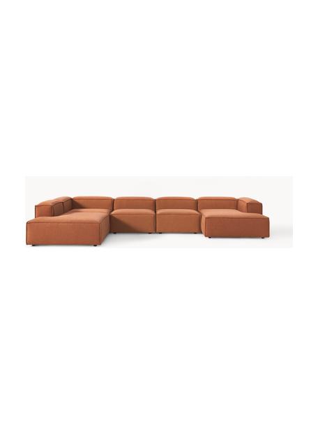 Sofá rinconera modular Lennon, Tapizado: 100% poliéster Alta resis, Estructura: madera contrachapada de p, Patas: plástico, Tejido terracota, An 418 x F 269 cm, chaise longue izquierda