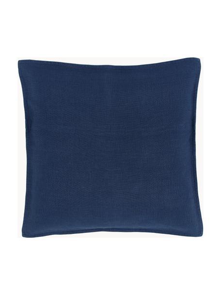 Ľanový poťah na vankúš Lanya, 100 % ľan, Tmavomodrá, Š 50 x D 50 cm