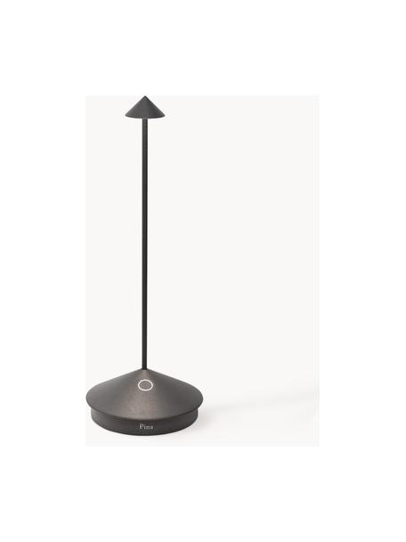 Kleine mobiele LED tafellamp Pina, dimbaar, Lamp: aluminium, gecoat, Antraciet, Ø 11 x H 29 cm