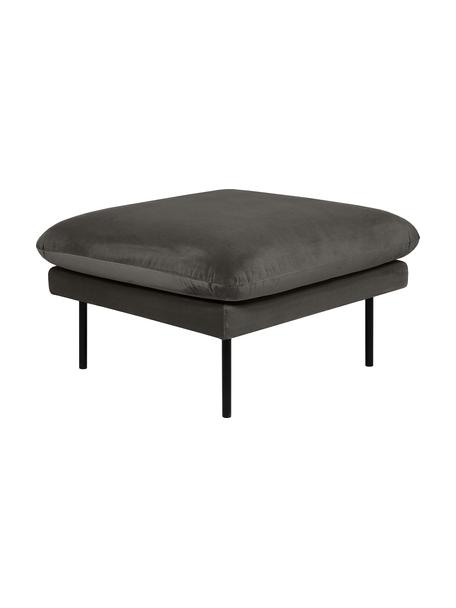 Poggiapiedi da divano in velluto grigio marrone Moby, Rivestimento: velluto (rivestimento in , Struttura: legno di pino massiccio, Velluto grigio marrone, Larg. 78 x Alt. 48 cm