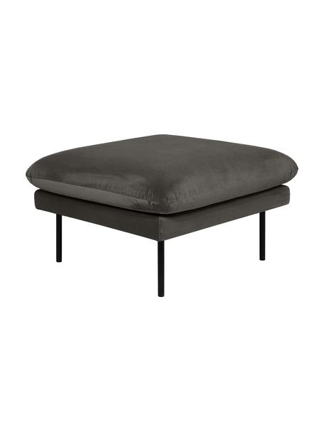 Poggiapiedi da divano in velluto con piedini in metallo Moby, Rivestimento: velluto (copertura in pol, Struttura: legno di pino massiccio, , Piedini: metallo verniciato a polv, Velluto grigio marrone, Larg. 78 x Alt. 48 cm
