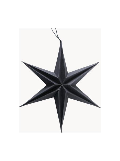 Estrellas para colgar Kassia, 2 uds., Papel, Negro, Ø 20 x Al 20 cm