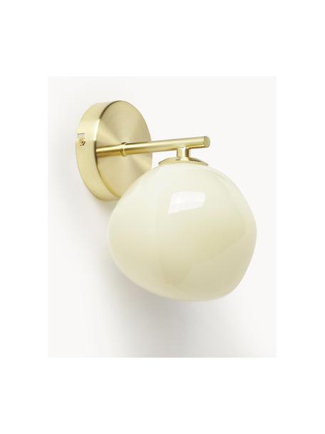 Wandlamp Josie van opaalglas, Lampenkap: opaalglas, Crèmewit, goudkleurig, Ø 15 x H 21 cm