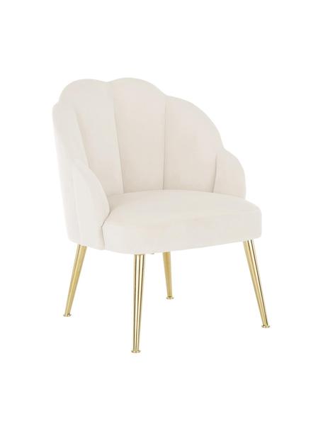 Fauteuil cocktail en velours Helle, Velours blanc crème, larg. 65 x prof. 65 cm