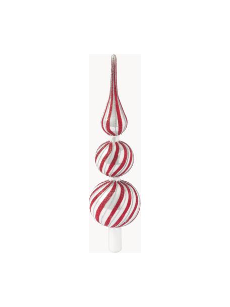 Ozdoba na czubek choinki Swirly, Szkło, Czerwony, odcienie srebrnego, Ø 8 x W 13 cm