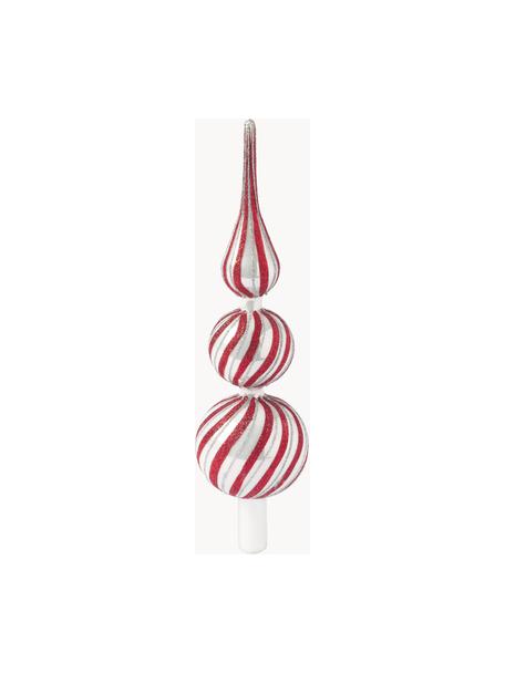 Špice na vánoční stromeček Swirly, Sklo, Červená, stříbrná, Ø 8 cm, V 13 cm