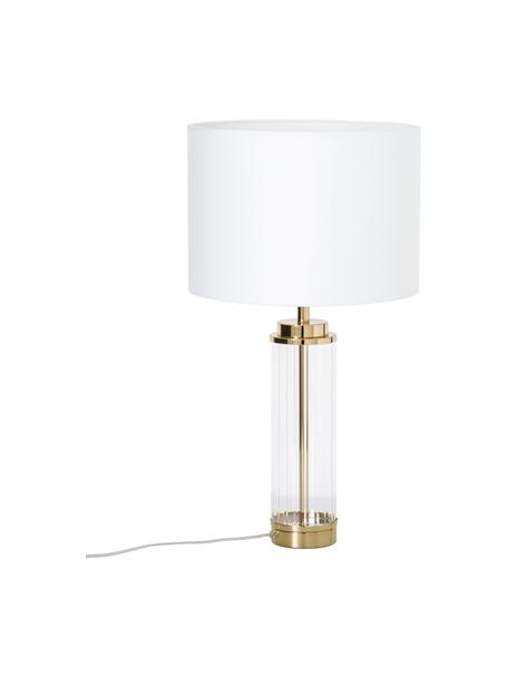 Velká stolní lampa se skleněnou podstavou Gabor, Stínidlo: krémová Podstava lampy: zlatá, Ø 35 cm, V 64 cm