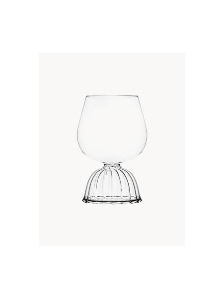 Handgefertigte Rotweingläser Tutu, 2 Stück, Borosilikatglas, Transparent, Ø 8 x H 17 cm, 600 ml