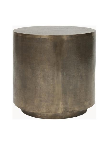Okrúhly kovový pomocný stolík s patinou Rota, Potiahnutý hliník, MDF-doska strednej hustoty, Hnedosivá, odtiene zlatej, Ø 50 x V 50 cm