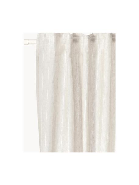 Rideau semi-transparent avec ruban multiple Birch, 2 pièces, 100 % pur lin, Beige clair, larg. 130 x prof. 260 cm