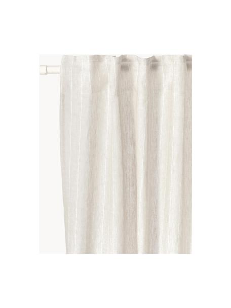 Rideaux semi-transparents avec ruflette multiple Birch, 2 pièces, 100 % pur lin, Beige clair, larg. 130 x prof. 260 cm