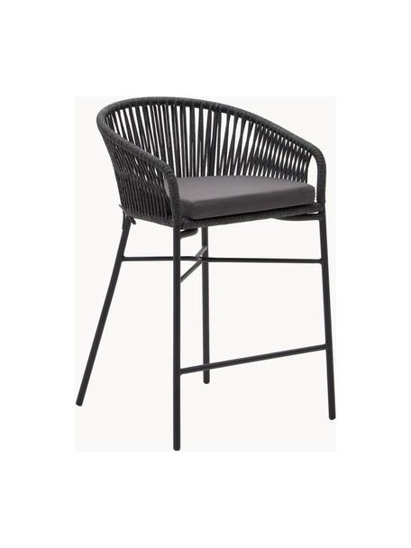 Yuinbarstoelen Yanet, 2 stuks, Bekleding: 100% polyester, Frame: gegalvaniseerd metaal, Geweven stof donkergrijs, zwart, B 55 x H 85 cm