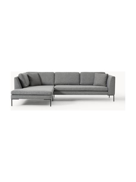 Ecksofa Emma mit Metall-Füssen, Bezug: Polyester, Gestell: Massives Kiefernholz, Bir, Webstoff Dunkelgrau, B 302 x T 220 cm, Eckteil links