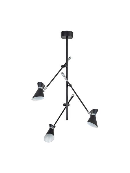 LED hanglamp Diablo in zwart-zilver, Lampenkap: staalkleurig, Decoratie: staal, Zwart, chroomkleurig, 65 x 69 cm