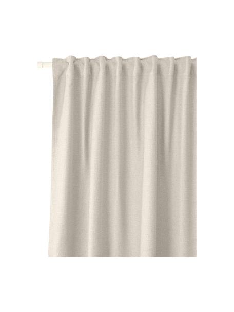 Rideau opaque beige avec ruflette multiple Jensen, 2 pièces, 95 % polyester, 5 % nylon, Beige, larg. 130 x long. 260 cm