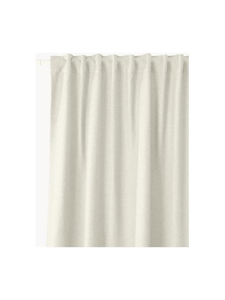 Rideaux opaques avec ruflette multiple Jensen, 2 pièces, 95 % polyester, 5 % nylon, Beige clair, larg. 130 x long. 260 cm