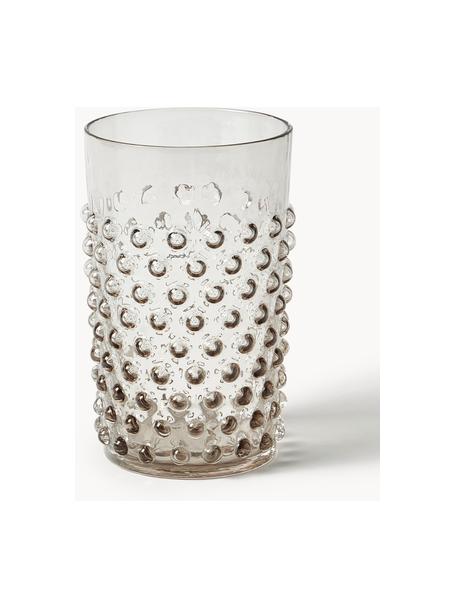 Handgefertigte Wassergläser Hobnail mit Relief, 6 Stück, Glas, Greige, Ø 7 x H 11 cm, 200 ml