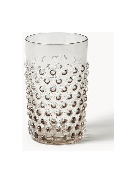 Mundgeblasene Wassergläser Hobnail, 6 Stück, Glas, mundgeblasen, Greige, transparent, Ø 7 x H 11 cm, 200 ml