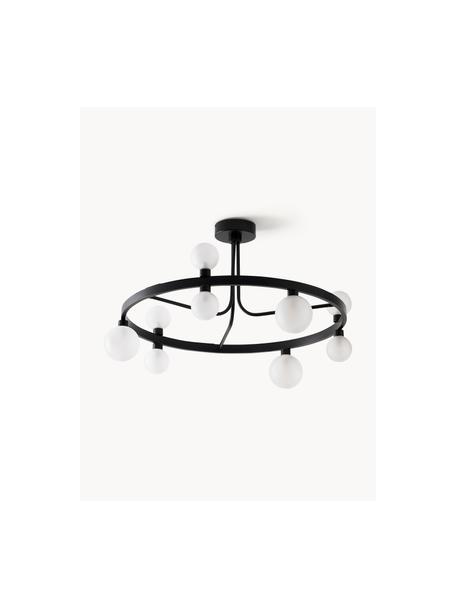 Lampada da soffitto Aglaia, Struttura: metallo rivestito, Paralume: vetro, Nero, bianco, Ø 86 x Alt. 50 cm