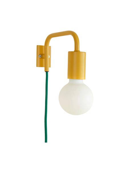 Nástenná lampa so zeleným káblom Cascais, Žltá, Š 20 x V 12 cm