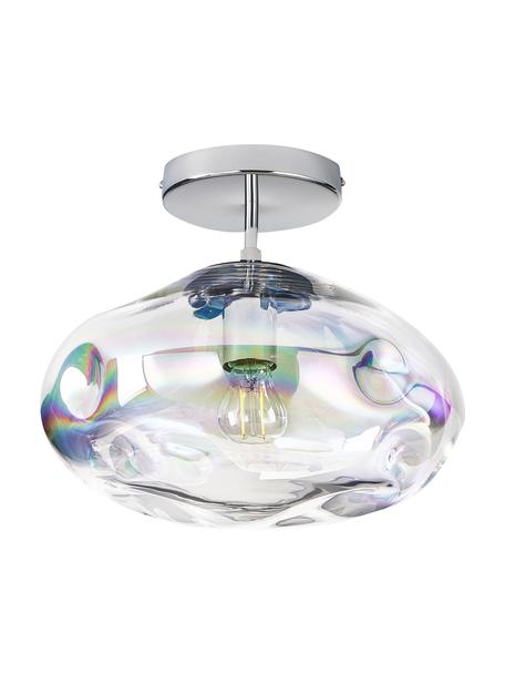 Plafondlamp Amora van iriserend glas, Lampenkap: glas, Iriserend chroom, Ø 35 x H 28 cm
