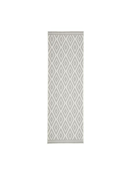 Tapis de couloir outdoor gris Miami, 86 % polypropylène, 14 % polyester, Blanc crème, gris, larg. 80 x long. 250 cm