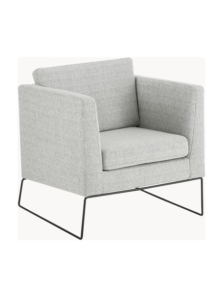 Klassischer Sessel Milo mit Metall-Beinen, Bezug: 52 % Polyester, 48 % Poly, Gestell: Massives Kiefernholz, Fic, Füße: Metall, matt Das in diese, Webstoff Hellgrau, B 63 x T 75 cm