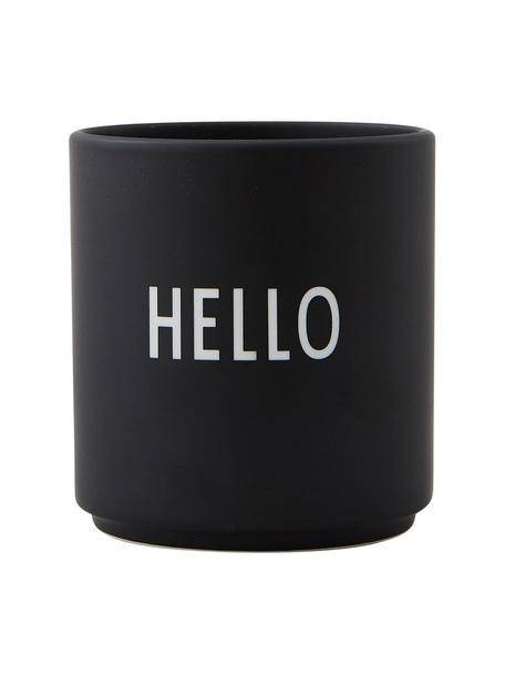 Dizajnérsky hrnček s nápisom HELLO, Čínsky porcelán
Mäkký porcelán, ktorý sa vyznačuje predovšetkým žiarivým, priehľadným leskom, Čierna (Hello), Ø 8 x V 9 cm, 250 ml