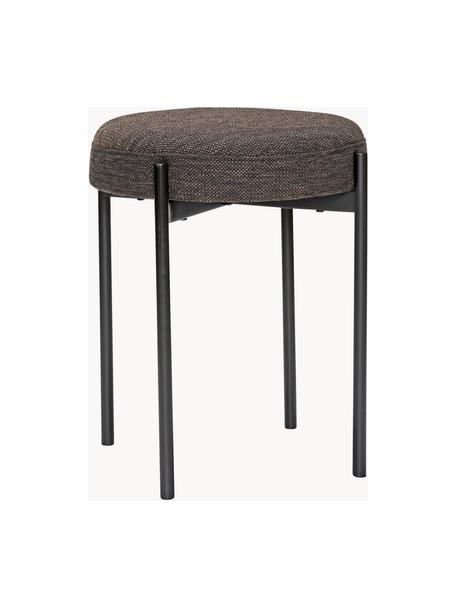 Tabouret rembourré Silo, Tissu brun foncé, noir, Ø 41 x haut. 45 cm