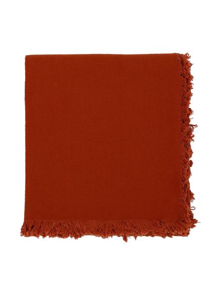 Bavlněný ubrus s třásněmi Nalia, Bavlna, Červená, Pro 4-6 osob ( Š 160 cm, D 160 cm)